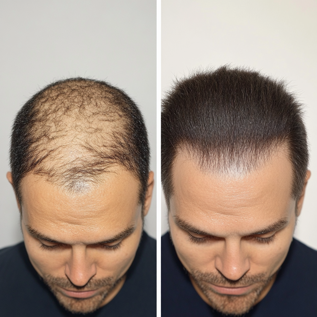 Before and after hair transplant result (demo image)