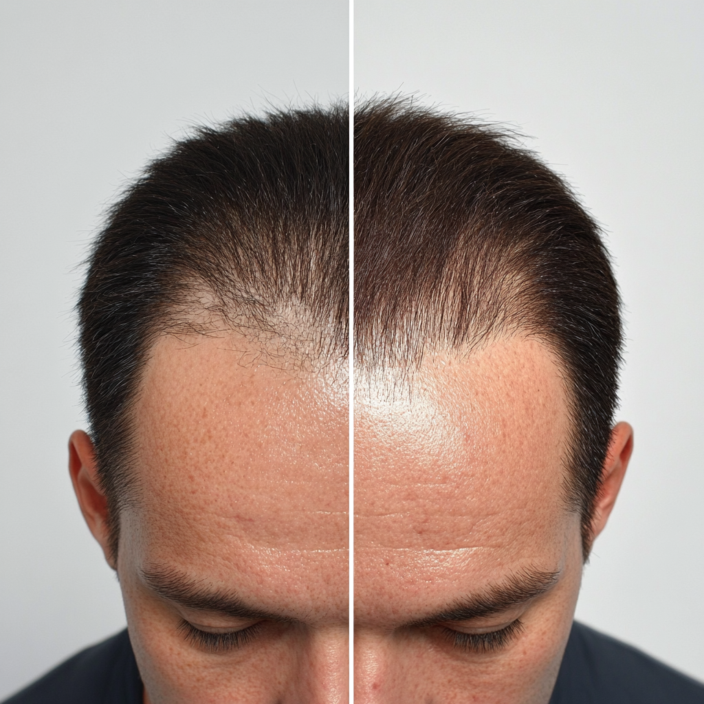 Before and after hair transplant result (demo image)