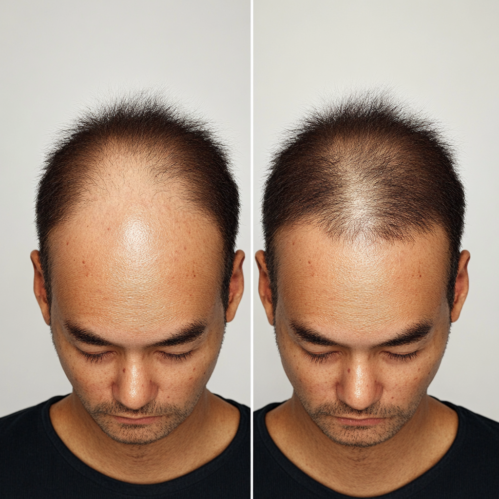 Before and after hair transplant result (demo image)